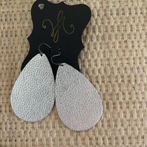 Silver leather earrings